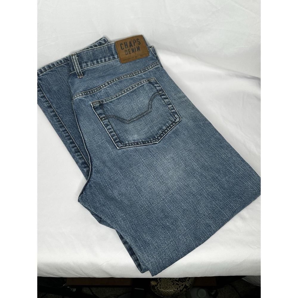 Chaps Denim Mens Straight Leg Regular Fit Jeans Blue Size 36c30 Medium Wash